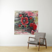 Rode bloemen in de Waterverf Wandkleed (In Situ (horizontaal))