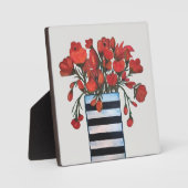 Rode bloemen in zwart-wit, gestreept vet fotoplaat (Voorkant)