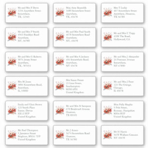 Rode Bloemen Individuele Bruiloft Gast Naam Adres Sticker