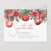 Rode Bloemen Jaarlijks Kerstfeest Aankondigingskaart (Voorkant)