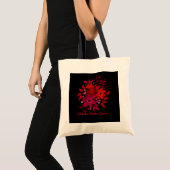 Rode bloemen jouw naam canvas tas (Voorkant (product))