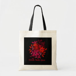 Rode bloemen jouw naam canvas tas
