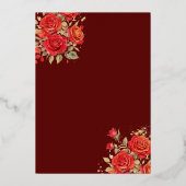 Rode Bloemen Jurk Vlinder Quinceanera Goud Folie Uitnodiging (Achterkant)