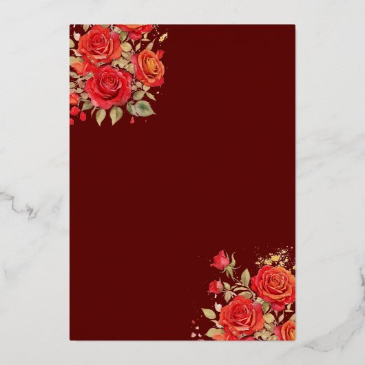 Rode Bloemen Jurk Vlinder Quinceanera Goud Folie Uitnodiging (Achterkant)