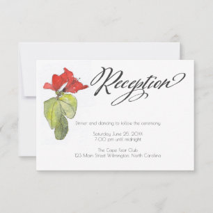 Rode Bloemen Kalligrafie Schrift Trouwreceptie Kaart