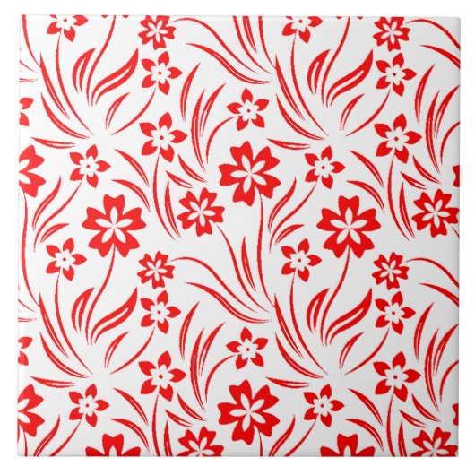 Rode Bloemen Keramische Tegels Tegeltje (Voorkant)