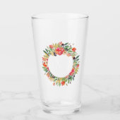 Rode Bloemen Kerst Krans Monogram Glas (Voorkant)