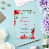 Rode Bloemen Kerstfeest Acryl Uitnodigingen (Insitu (Huwelijk))