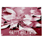 Rode Bloemen Kerstmis Geschenk Tas Groot Cadeauzakje (Voorkant)