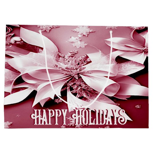 Rode Bloemen Kerstmis Geschenk Tas Groot Cadeauzakje (Achterkant)