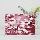 Rode Bloemen Kerstmis Vakantie Party uitnodiging (Staand voorkant)