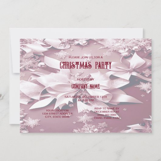 Rode Bloemen Kerstmis Vakantie Party uitnodiging (Achterkant)