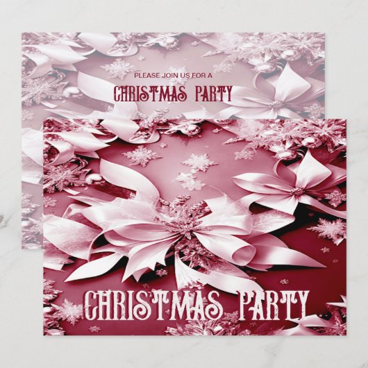 Rode Bloemen Kerstmis Vakantie Party uitnodiging (Voorkant / Achterkant)