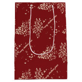 Rode Bloemen Kerstpatroon Medium Cadeauzakje (Achterkant)