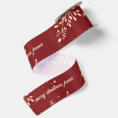 Rode Bloemen Kerstpatroon Satijnen Lint (Achterkant)