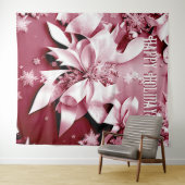 Rode Bloemen Kerstvakantie achtergrond Wandkleed (In Situ (horizontaal))