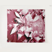 Rode Bloemen Kerstvakantie achtergrond Wandkleed (Voorkant (horizontaal))