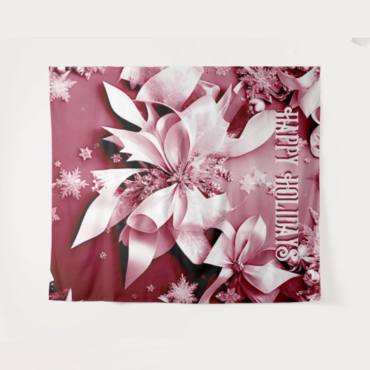 Rode Bloemen Kerstvakantie achtergrond Wandkleed (Voorkant (horizontaal))