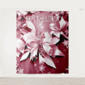 Rode Bloemen Kerstvakantie achtergrond Wandkleed (Voorkant)