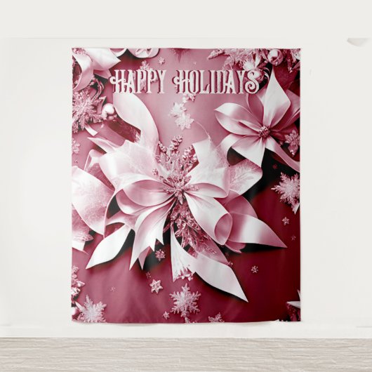 Rode Bloemen Kerstvakantie achtergrond Wandkleed (Voorkant)