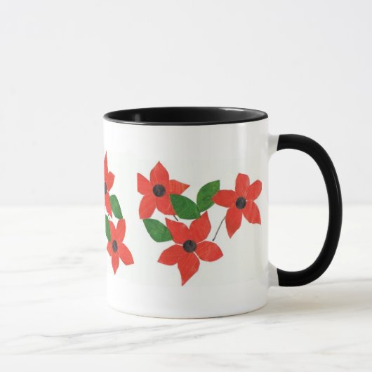 Rode bloemen koffie-Mok - ventilatorvermogen Mok (Rechts)