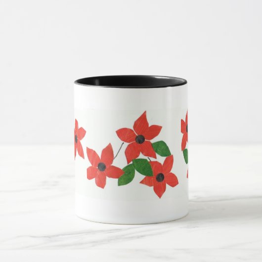 Rode bloemen koffie-Mok - ventilatorvermogen Mok (Midden)