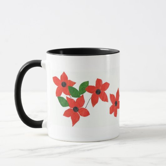 Rode bloemen koffie-Mok - ventilatorvermogen Mok (Links)