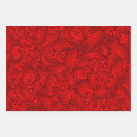  rode bloemen kunst inpakpapier vel (Voorkant 2)