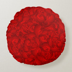 rode bloemen kunst rond kussen
