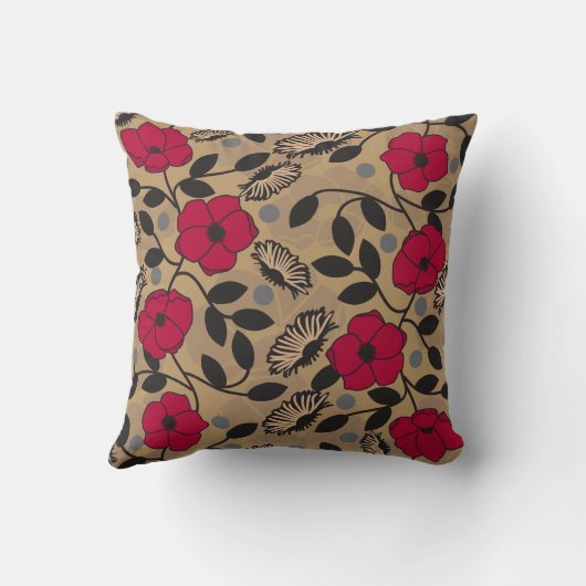 Rode bloemen kussen (Achterkant)