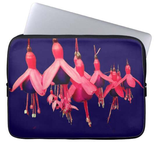 Rode bloemen laptop sleeve (Voorkant)