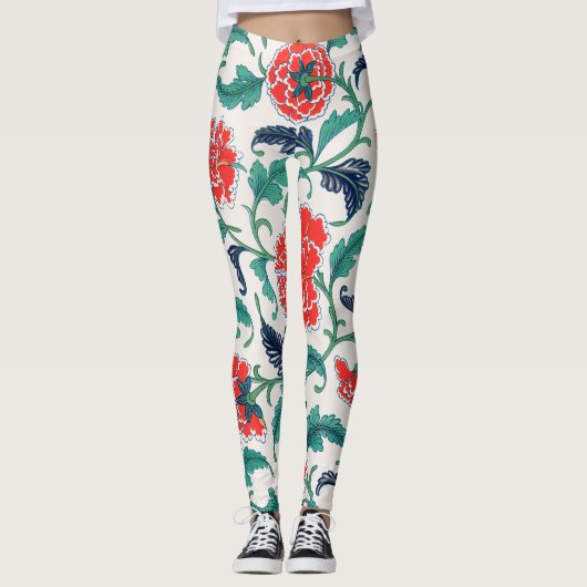 Rode bloemen leggings (Voorkant)