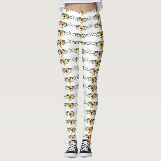 rode bloemen leggings (Voorkant)