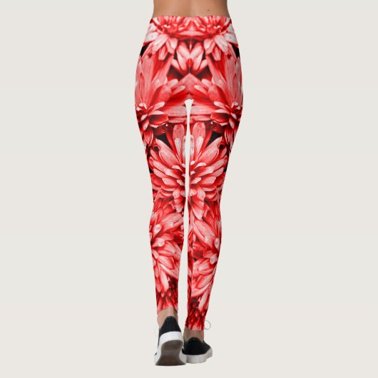Rode bloemen Leggings (Achterkant)