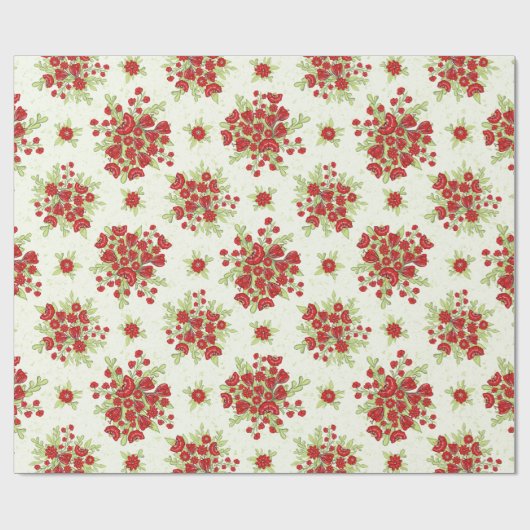 Rode Bloemen Lente Bloemen Cadeaupapier (Vlak)