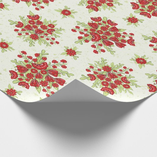 Rode Bloemen Lente Bloemen Cadeaupapier (Hoek)