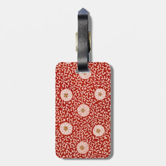 Rode Bloemen Levendig Klassiek Patroon Bagagelabel (Achterkant verticaal)