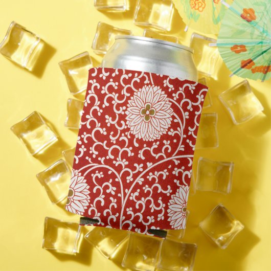 Rode Bloemen Levendig Klassiek Patroon Blikjeskoeler (Insitu Zomer)