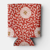 Rode Bloemen Levendig Klassiek Patroon Blikjeskoeler (Voorkant)