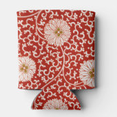 Rode Bloemen Levendig Klassiek Patroon Blikjeskoeler (Achterkant)