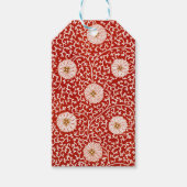 Rode Bloemen Levendig Klassiek Patroon Cadeaulabel (Voorkant)