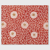 Rode Bloemen Levendig  Klassiek Patroon Cadeaupapier (Vlak)