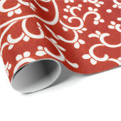 Rode Bloemen Levendig  Klassiek Patroon Cadeaupapier (Rol Hoek)