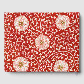 Rode Bloemen Levendig  Klassiek Patroon Gastenboek (Achterkant)