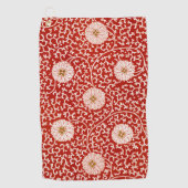 Rode Bloemen Levendig  Klassiek Patroon Golfhanddoek (Voorkant)