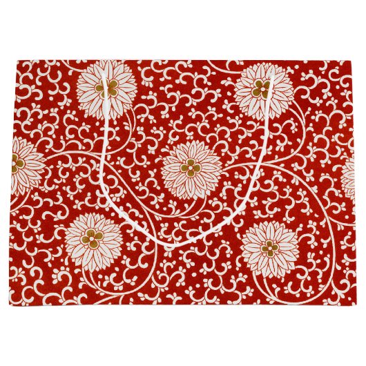 Rode Bloemen Levendig  Klassiek Patroon Groot Cadeauzakje (Voorkant)