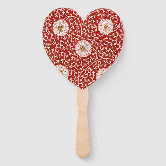 Rode Bloemen Levendig  Klassiek Patroon Handwaaier (Achterkant)