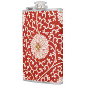 Rode Bloemen Levendig Klassiek Patroon Heupfles (Links)