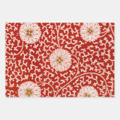 Rode Bloemen Levendig Klassiek Patroon Inpakpapier Vel (Voorkant)