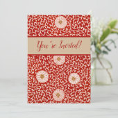 Rode Bloemen Levendig Klassiek Patroon Kaart (Staand voorkant)